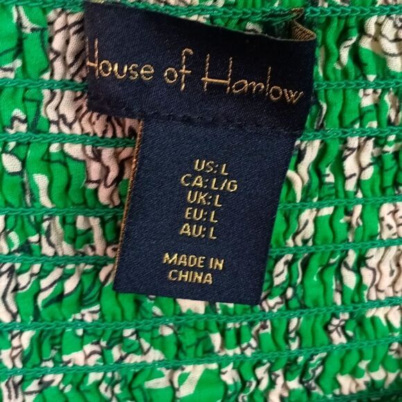 House Of Harlow 1960 100% Cotton Green Floral Tiered Skirt sz L Boho Cottagecore - Picture 5 of 8